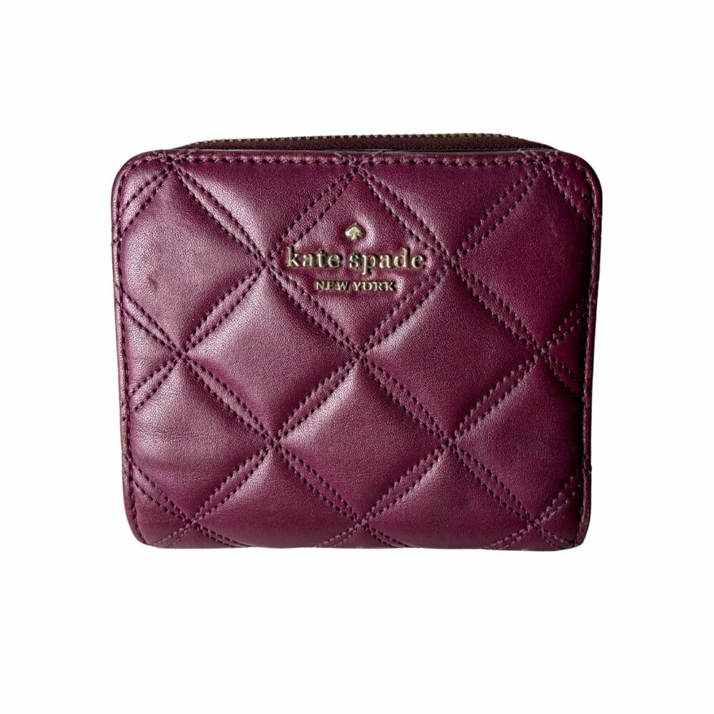 Kate Spade New York Natalia Medium Bifold Quilted Wallet Burgundy